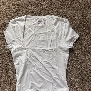 Princess Polly US 4 White Square Neck Short Sleeve Top